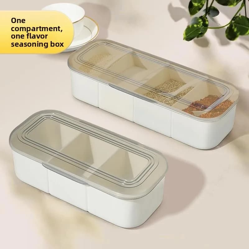 Set di Spezie per Cucina di Grado Alimentare, Contenitore Multi-Griglia per Sale, Barattolo per Condimenti con Cucchiaio e Coperchio per Uso Domestico