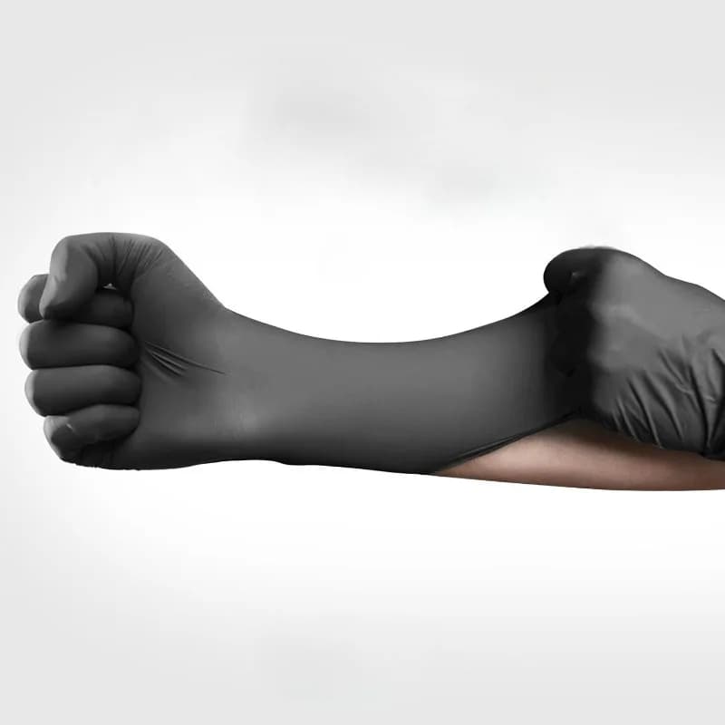 100 Guanti Monouso in Nitrile Nero 5.5 Mil Senza Polvere e Senza Lattice, Guanti Sicuri per Alimenti per Esami, Tatuaggi, Preparazione Cibo e Pulizie