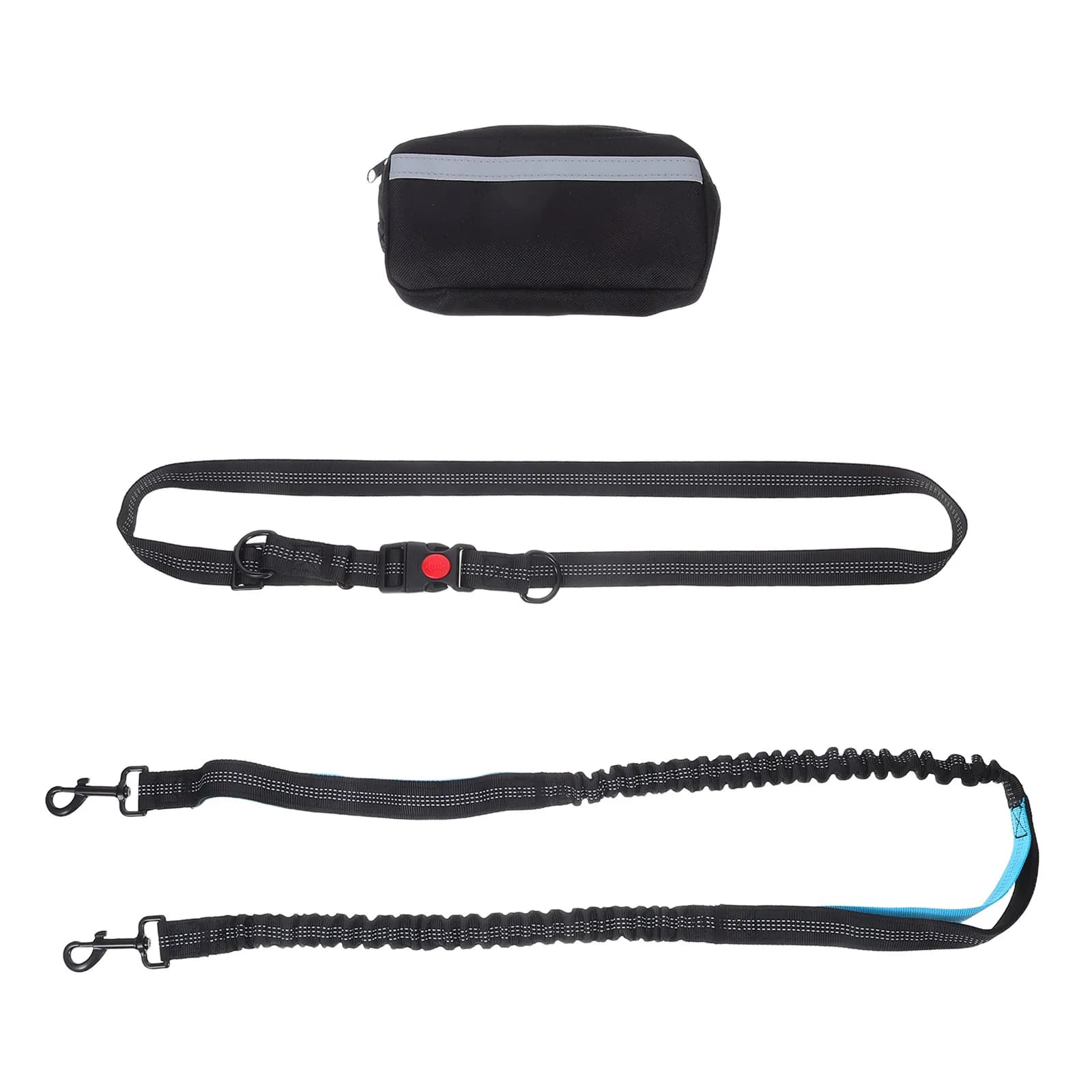 Set Multifunzionale con Guinzaglio per Cani e Marsupio Riflettente con Elastico e Ampio Scomparto con Cerniera per la Corsa