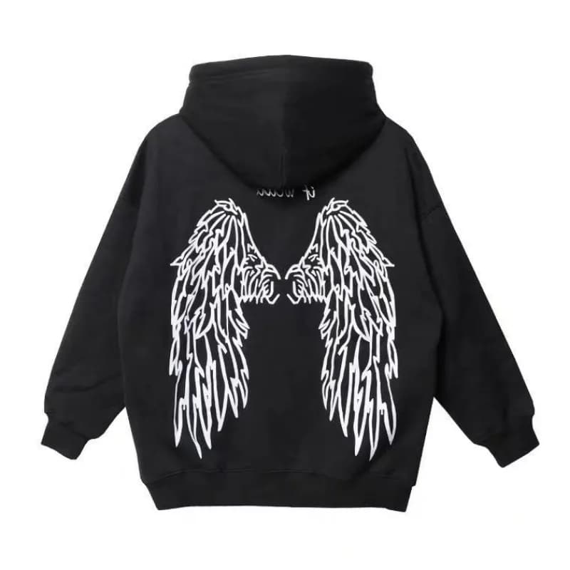 Felpe con cappuccio Ali d'angelo riflettenti Giacca in pile da donna Manica lunga Pullover con cappuccio Coppie abbinate Felpe con cappuccio unisex
