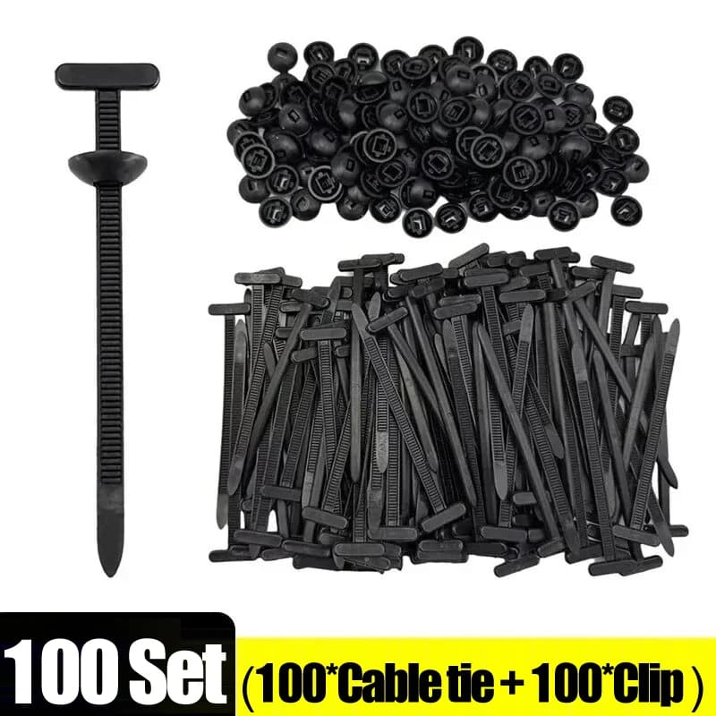 100/1Pcs Heavy Duty Nylon Cable Ties Buckles with Pin Button Universal Self-Locking Car Zip Ties Auto Fastener Clips