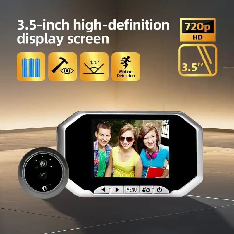 Monitor per Spioncino Elettronico DANMINI 3.5\" con Rilevamento di Movimento PIR, 145 ° Occhio di gatto con visione notturna a infrarossi grandangolare