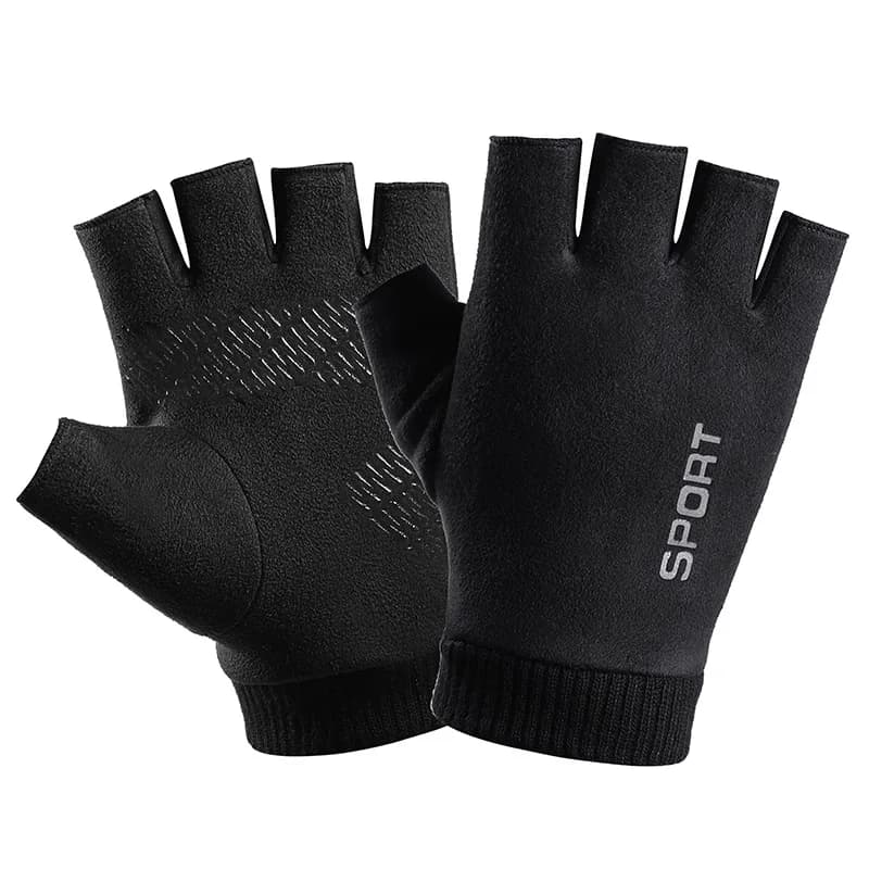 Men winter suede thick plush half finger Touch Screen hot driving glove man cycling riding glove P10