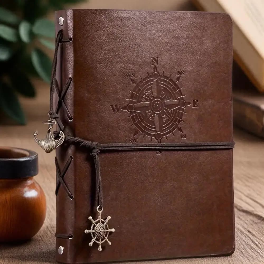 Vintage Antique Pirate Anchor A6 Spiral Notebook PU Leather Travel Journal Replaceable Stationery Gift