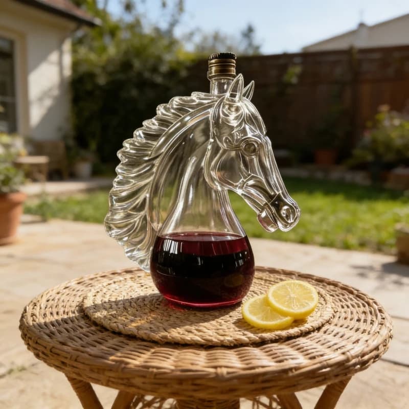3D Horse Head Glass Decanter Luxury Barware for Wine Aeration, Airtight Liquor Bottle for Home Bar, Unique Gift for Horse Lovers