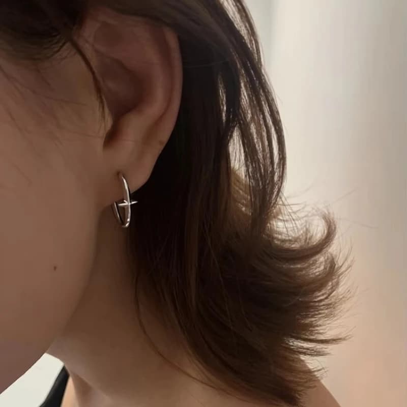 New 925 Sterling Silver Earrings Small Star Earrings Female Charm Jewelry Gift hoop earrings for women
