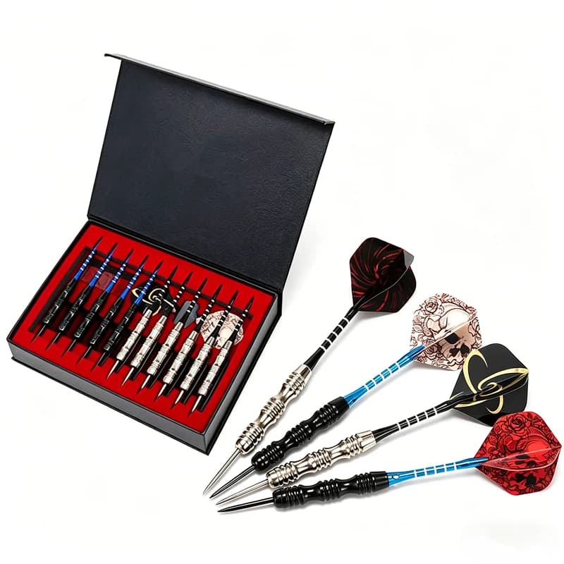 Dart 12 Pcs/Set Pro Metal Dart Steel Tips With Iron Pad Aluminum Dart Rod Extra Flying Dart Sharpener Sharpening Stone Box