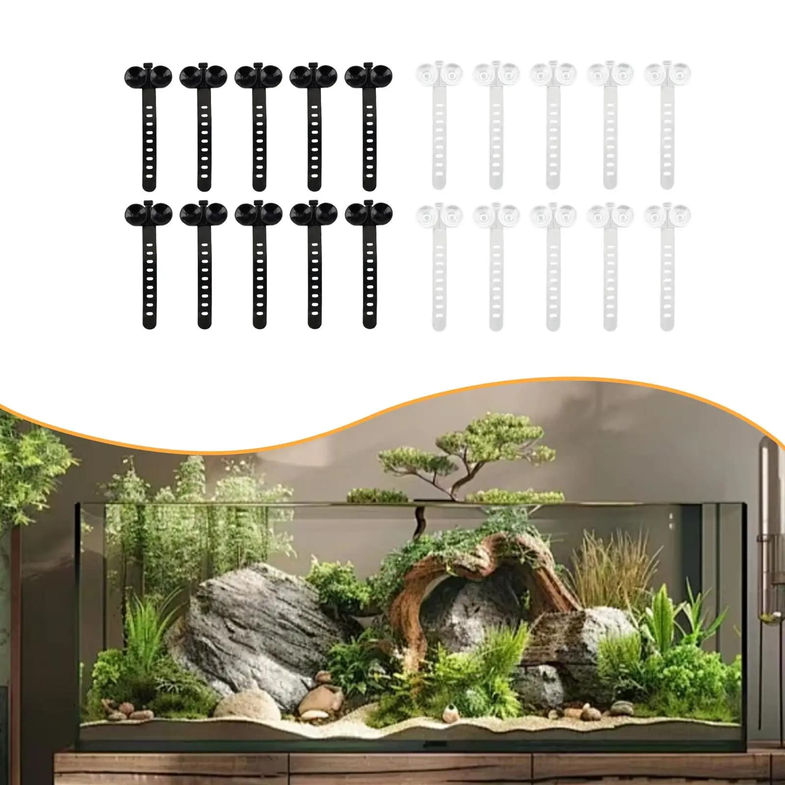 Fascette Regolabili Premium TRP con Ventosa per Acquario, Accessori per l'Organizzazione di Tubi dell'Aria e Filtri per Acquari