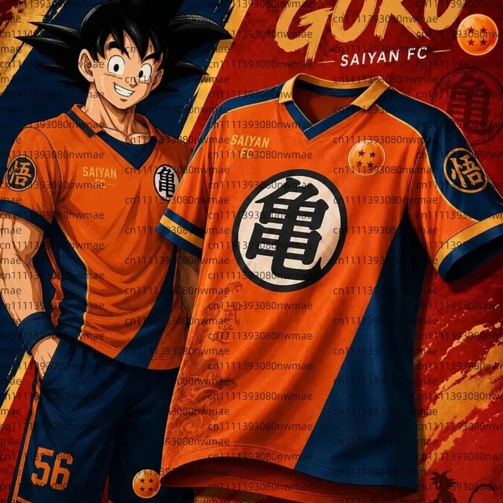 Autumn Special KAME-FC Dragon Ball Goku Black Red Short Sleeve Collar Business Polo Shirt Men T-shirt Oversized Sports Jersey