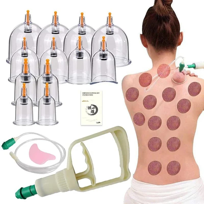 Tuhopeta Set di Coppettazione a Vuoto con Ventose per Massaggio, 6/12/24 Pezzi, in Plastica, per Terapia di Aspirazione