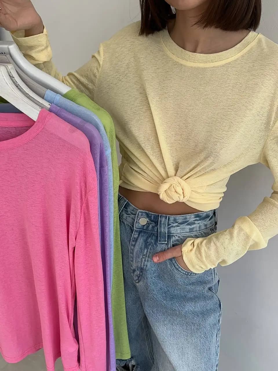 Hirsionsan 2025 T-shirt morbide di base Donna Estate autunno Maniche lunghe Fondo allentato Tees Donna Casual lavorata a maglia morbida Donna Top