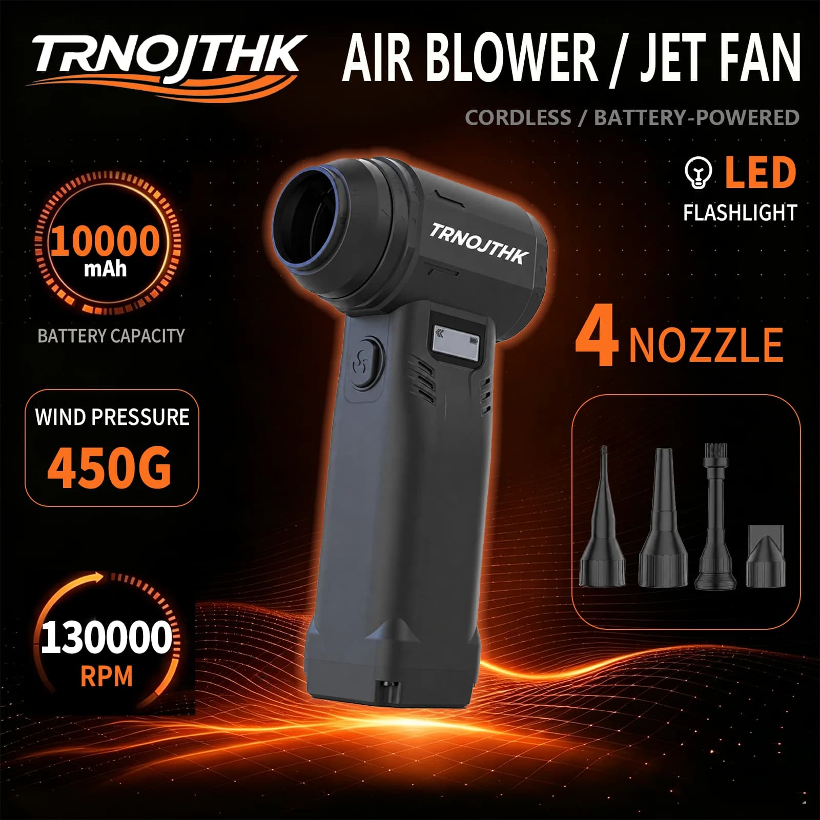 130000 RPM wireless blower with 4 nozzles a USB-C rechargeable air gun and a handheld vacuum cleaner perfect for cleaning cars computers and grills making it an ideal choice for home use and as a gift