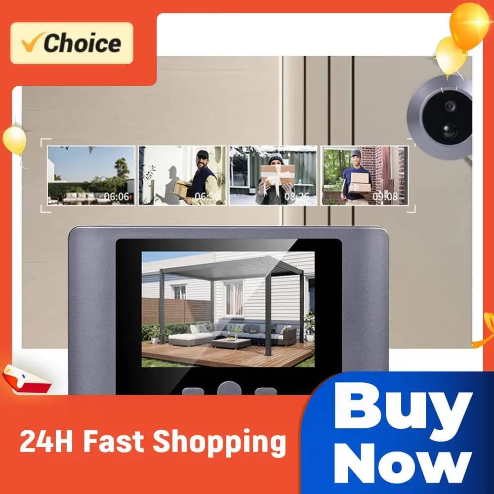 Mini Spioncino Digitale Intelligente con Telecamera Wireless, Rilevamento Movimento PIR, Videocitofono Intelligente, Schermo da 2,8 Pollici