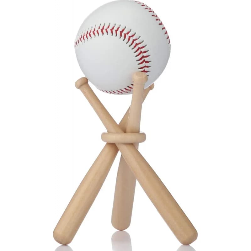 Wooden Baseball Display Stand Holder Mini Bat Rack For Balls Memorabilia Souvenir Sports Lover Home Office Table Centerpiece