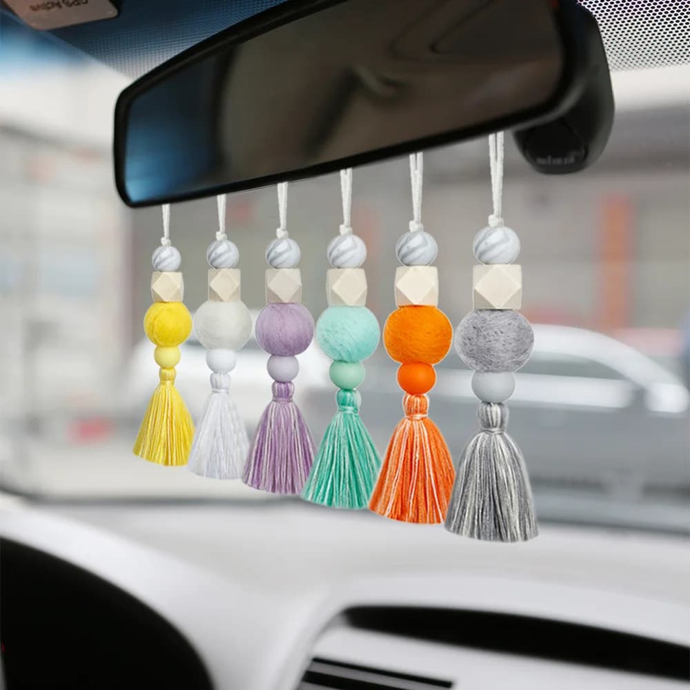 Nuovo profumo diffusore ciondolo perle di legno squisito feltro palla auto aromaterapia faggio ciondolo fatto a mano K5096