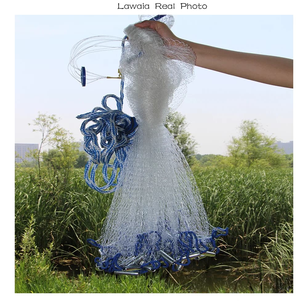 Lawaia Rete da pesca Multifilamento/Monofilamento Linea Cast Net Cattura Pesce Rete da lancio Piombo in acciaio Rete a mano esterna Trappola per pesci