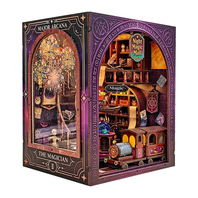Casetta delle Bambole in Legno Fai da Te Tarocchi Magic Mall Book Nook Miniatura con Kit di Mobili Giocattoli da Assemblare per Bambini Regalo di Compleanno