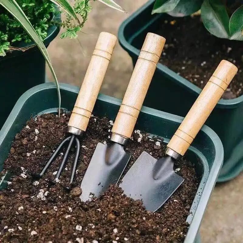 Set di 3 Attrezzi per Giardinaggio Portatili, Kit per Piantare Piante in Vaso, Strumenti per Fiori e Giardinaggio