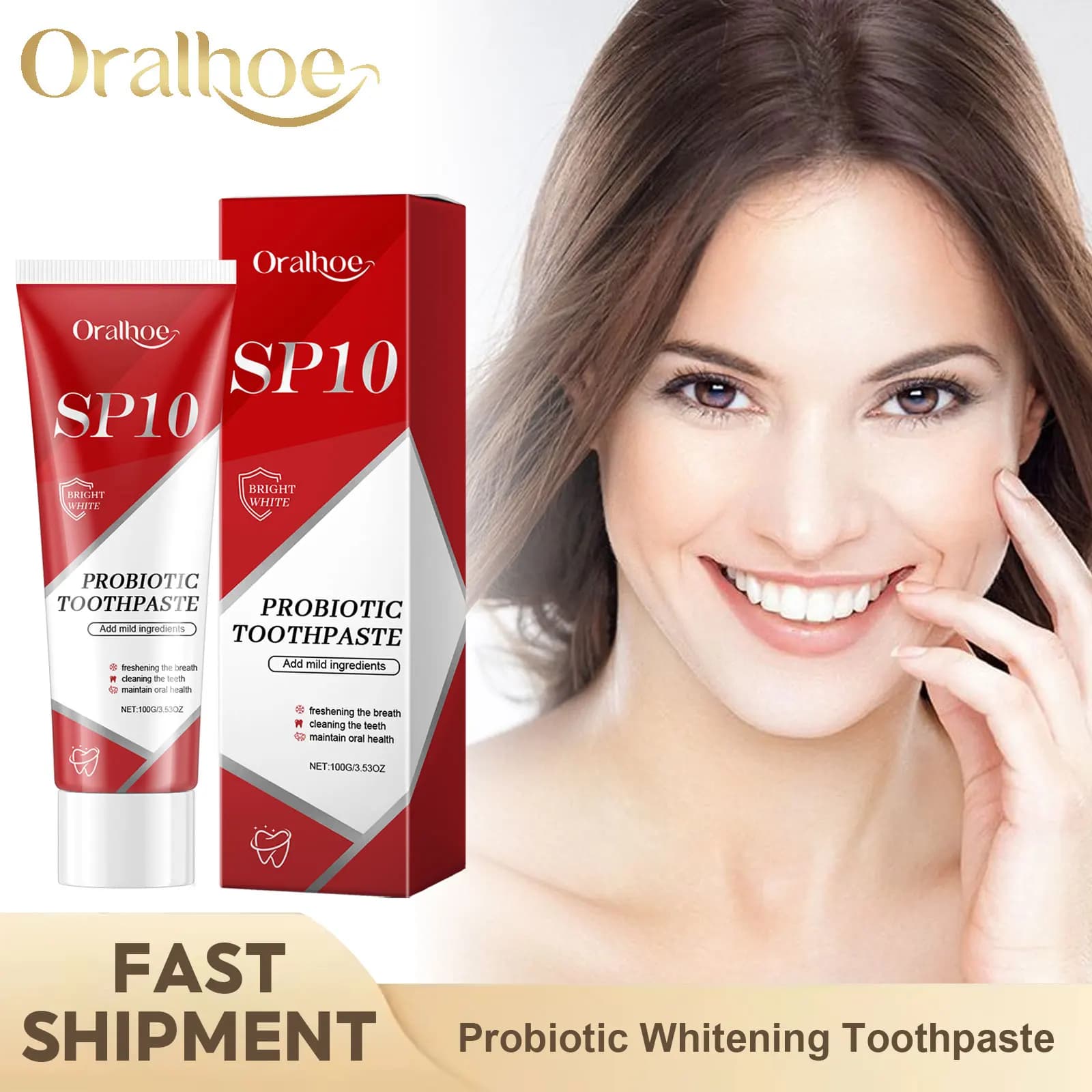 Probiotic Jasmine Whitening Toothpaste Clean Plate Macchia Oral Hygiene Fresh Food Improves Yellow Teeth Product for Teeth Whitening