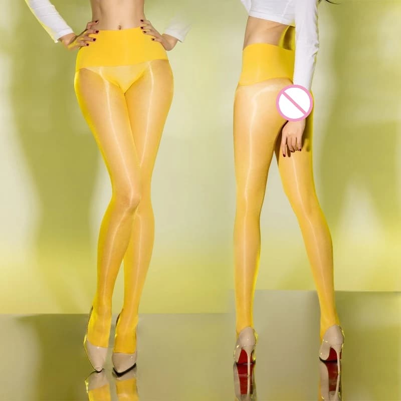 Sissy Collant Custodia per pene Guaina Leggings da uomo Sexy Olio Lucido Collant trasparenti Gay Nightclub Calza elasticizzata Abbigliamento da ballo