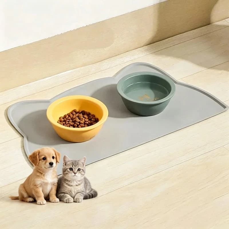 Cats and Dog Bowl Mats Food Grade Silicone Cat Mat Anti-dirty Easy To Clean Waterproof and Leak-proof Anti-slip Pad Pet Product