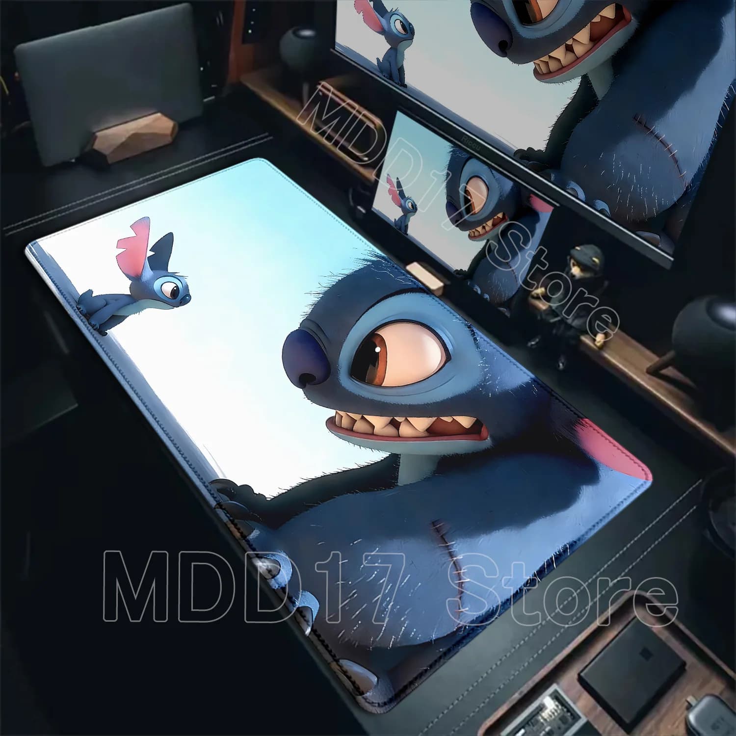Tappetino per Mouse Anime Stitch Carino, Grande, per PC e Laptop, Accessorio da Gaming, Adorabile Tappetino da Scrivania