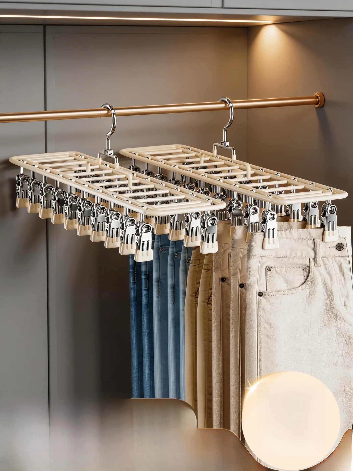 Appendiabiti Antiscivolo in Acciaio Inossidabile Senza Tracce, Supporto per Asciugatura Vestiti, Speciale per Pantaloni, Organizzatore per Armadio Domestico