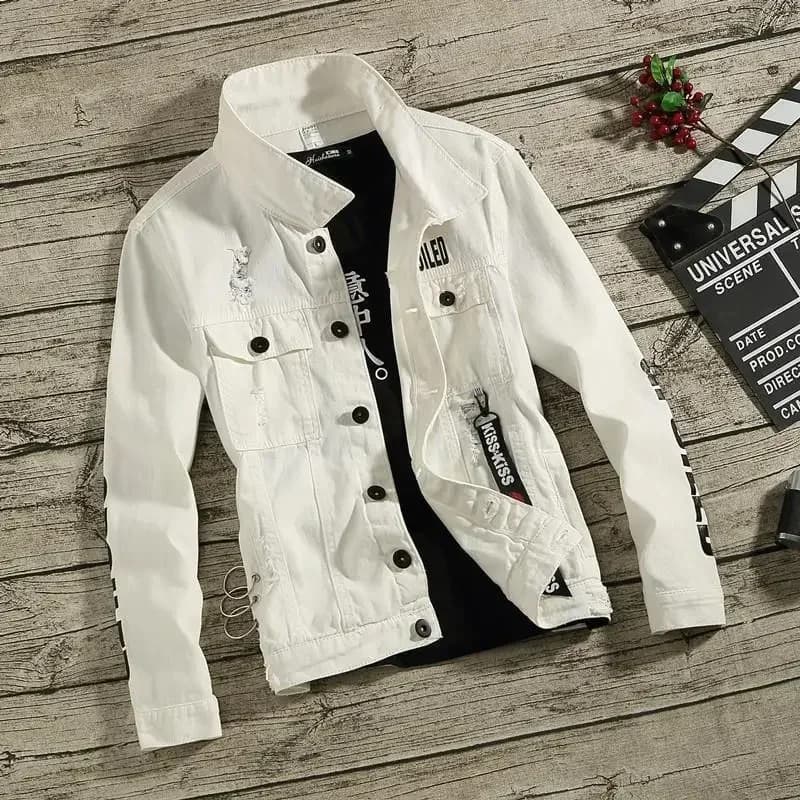 Giacche di jeans Uomo Punk Jeans strappati Cappotto da uomo Slim Fit con foro di stampa Inverno 2025 Prezzo economico Elegante a bordo Consegna veloce
