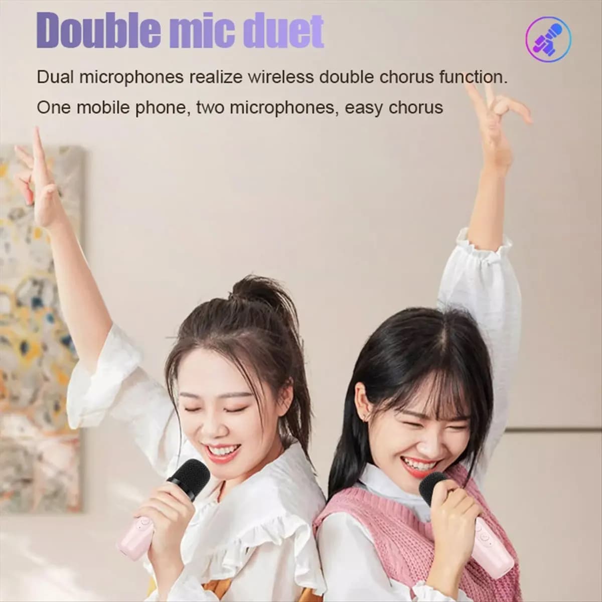 BaoBao- Altoparlante Karaoke Bluetooth portatile Altoparlante portatile a colori per esterni Luce ambientale Home Karaoke Music Center Sistema audio Rosa