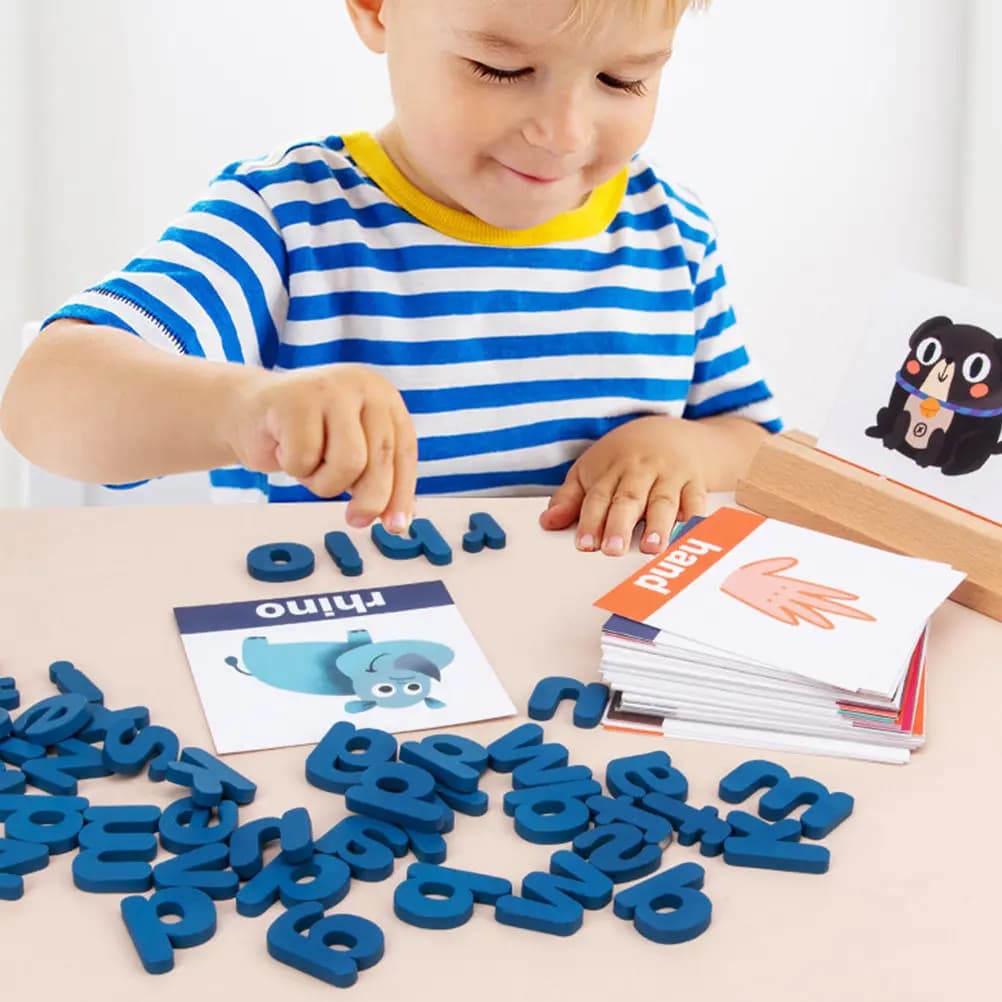 Set Educativo di Lettere in Legno per l'Apprendimento dell'Alfabeto, Blocchi di Lettere per lo Sviluppo della Prima Infanzia