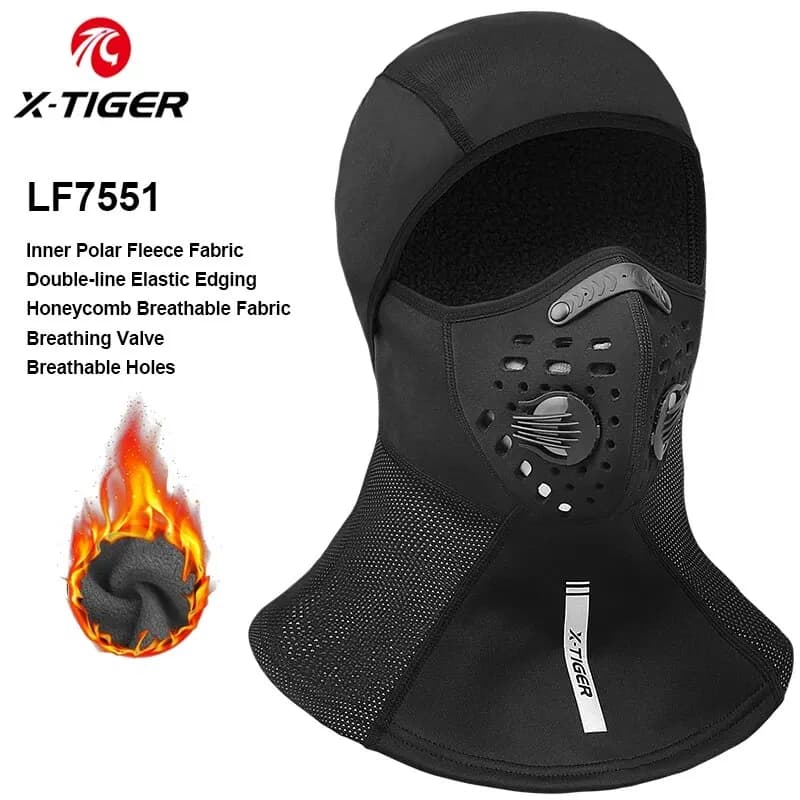 X-TIGER Maschera passamontagna invernale per moto Maschera sciarpa da ciclismo calda antivento con maschera filtro integrale Sci mbt Copricapo da ciclismo