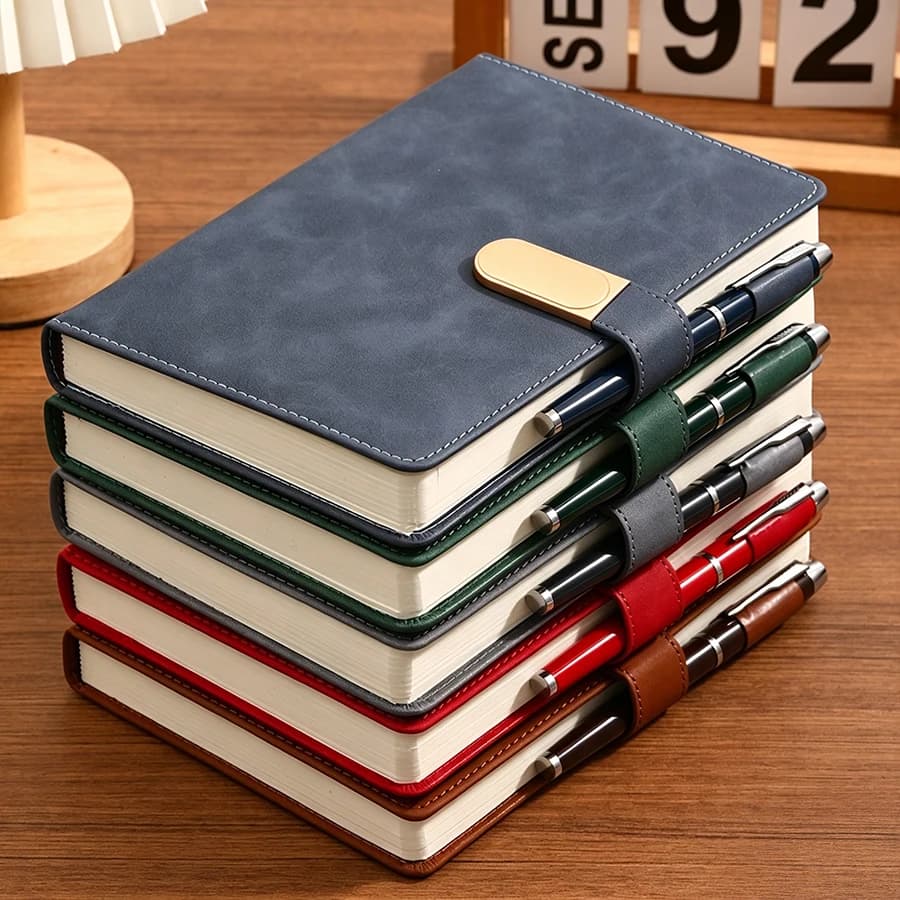 Vintage A5 Faux Leather Soft Cover Notebook With Exquisite Bookmark, Lightweight Daily Writing Journal With 2 Black Pens