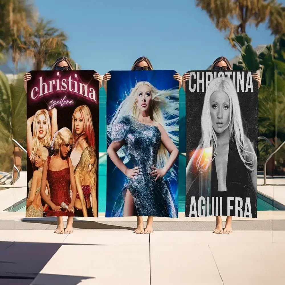 C-Christina-Aguilera Singer Grandi asciugamani da spiaggia in microfibra Asciugamano ad asciugatura rapida Asciugamani da spiaggia per la sabbia Asciugamano da piscina per viaggi, nuoto, piscina, yoga