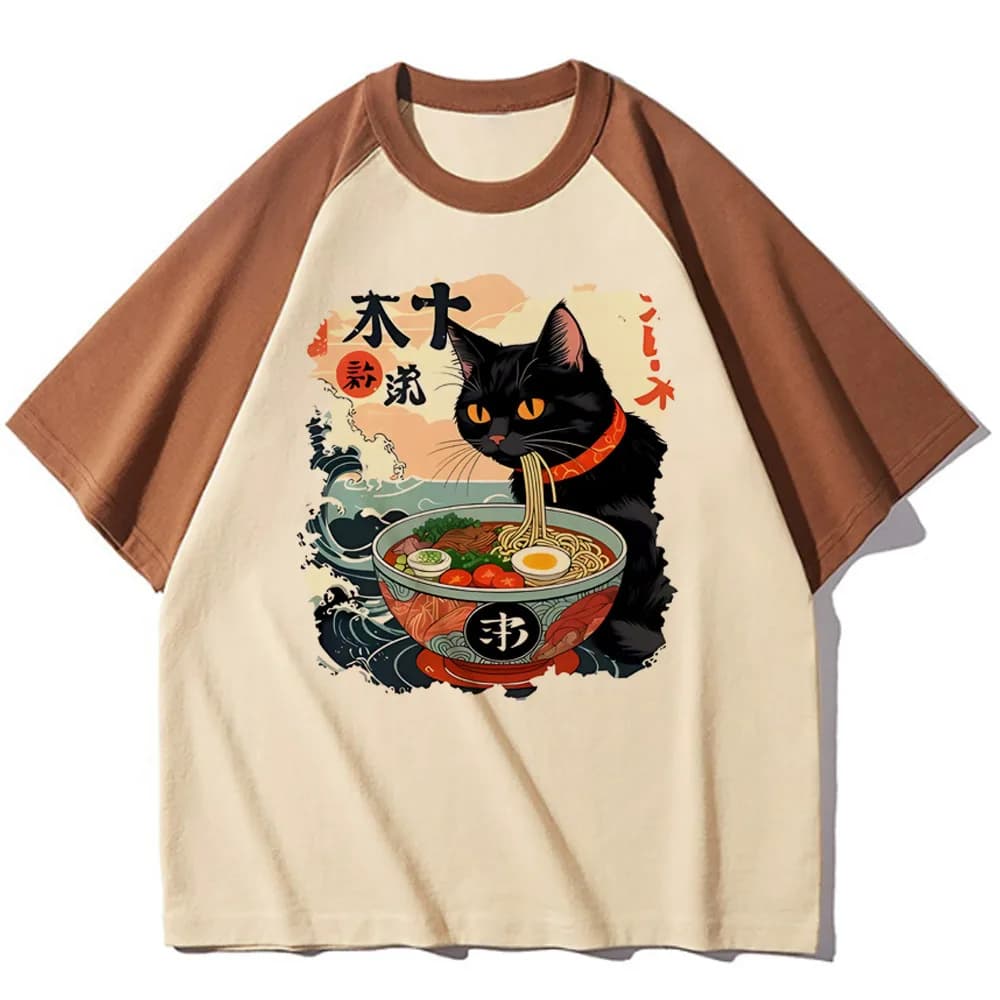 Noodle Ramen Cat girl anime streetwear kawaii graphic Grunge Digital t-shirt aesthetic Pastel 2000s Graphic Pop Culture hip hop