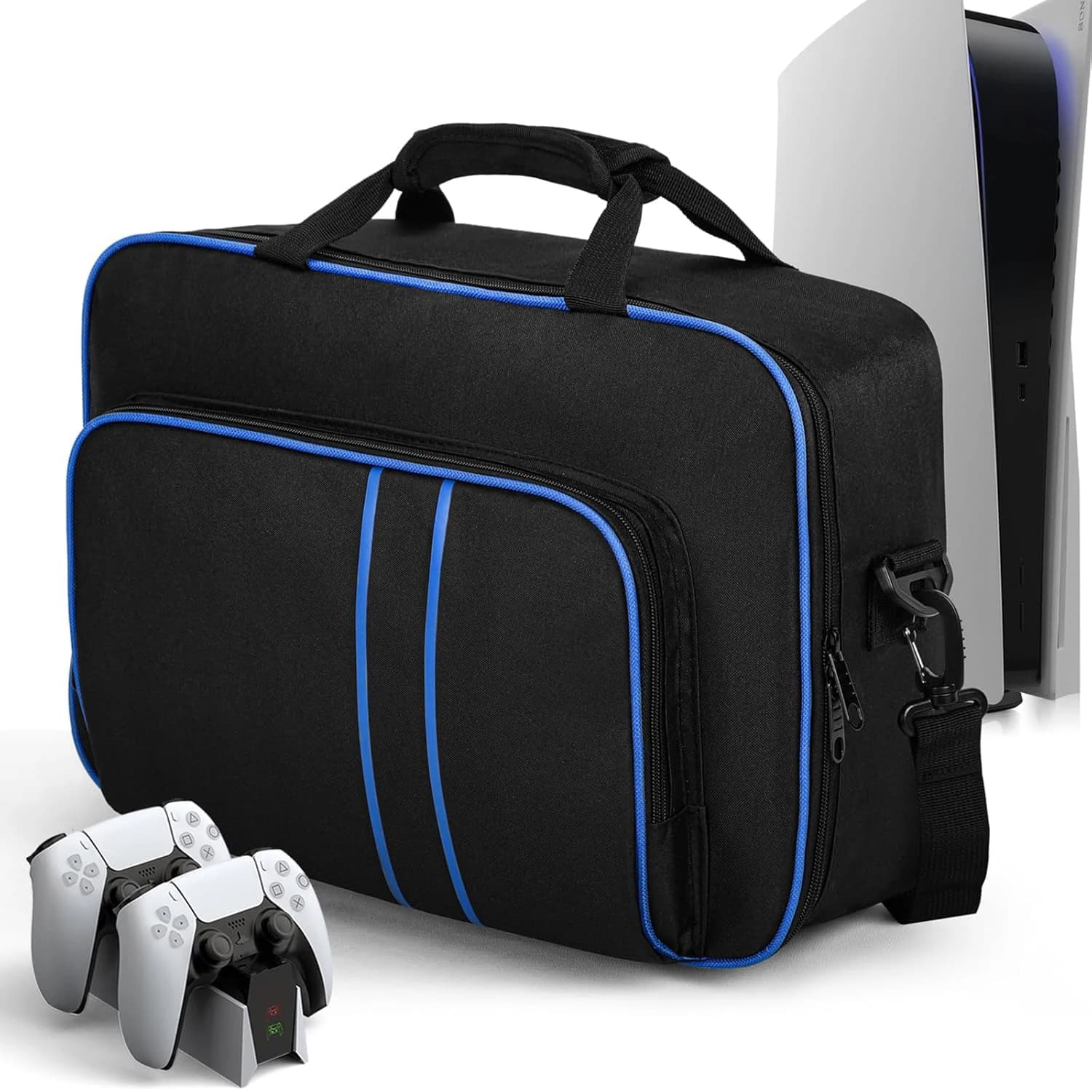 Custodia portatile per custodia da viaggio per console PS5 per accessori controller PS5 Borsa a tracolla protettiva per dischi di gioco