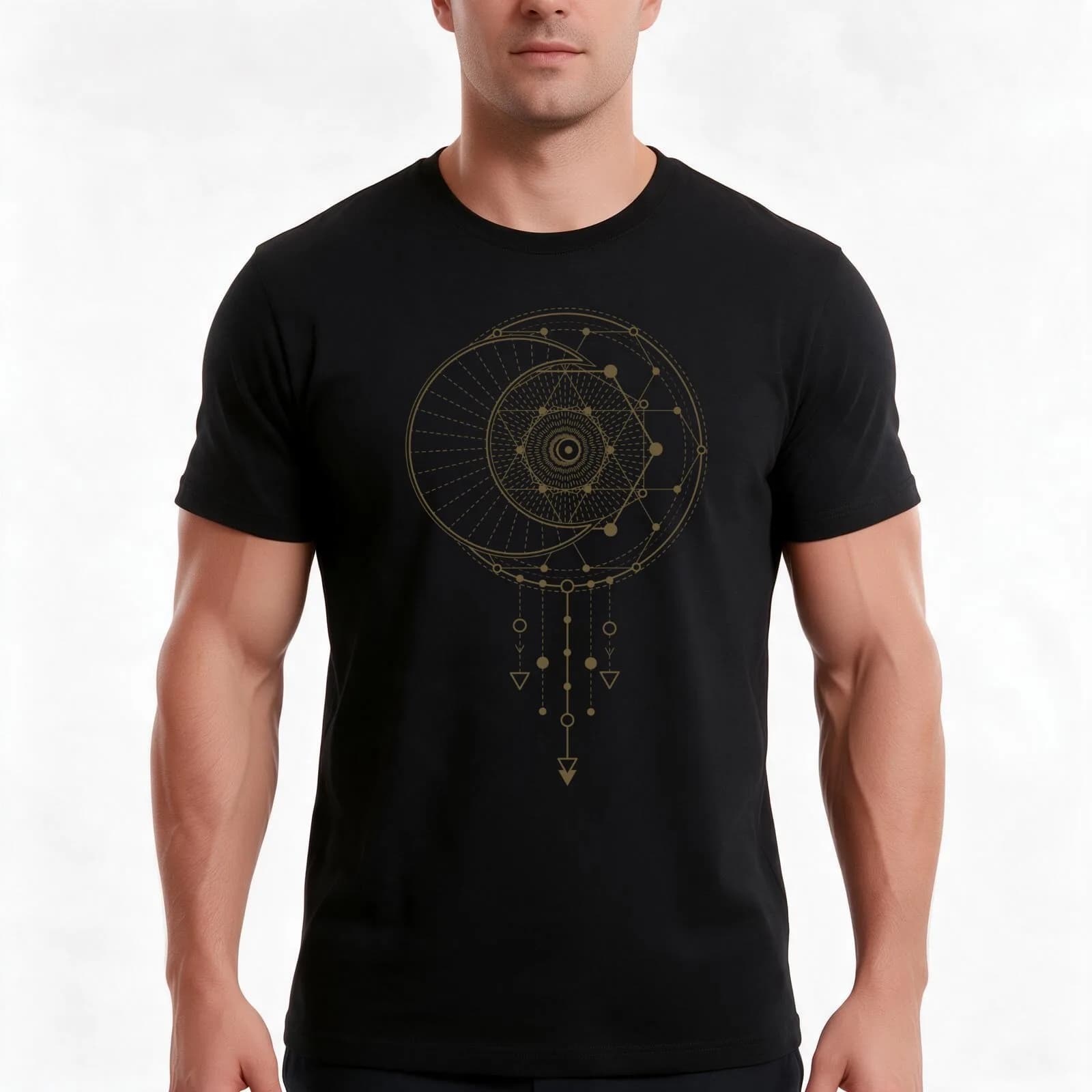 Moon Dreamcatcher / Sacred Geometry T-Shirt, Summer Casual Cotton Tee, Oversized Streetwear Tops, Vintage Graphic Print