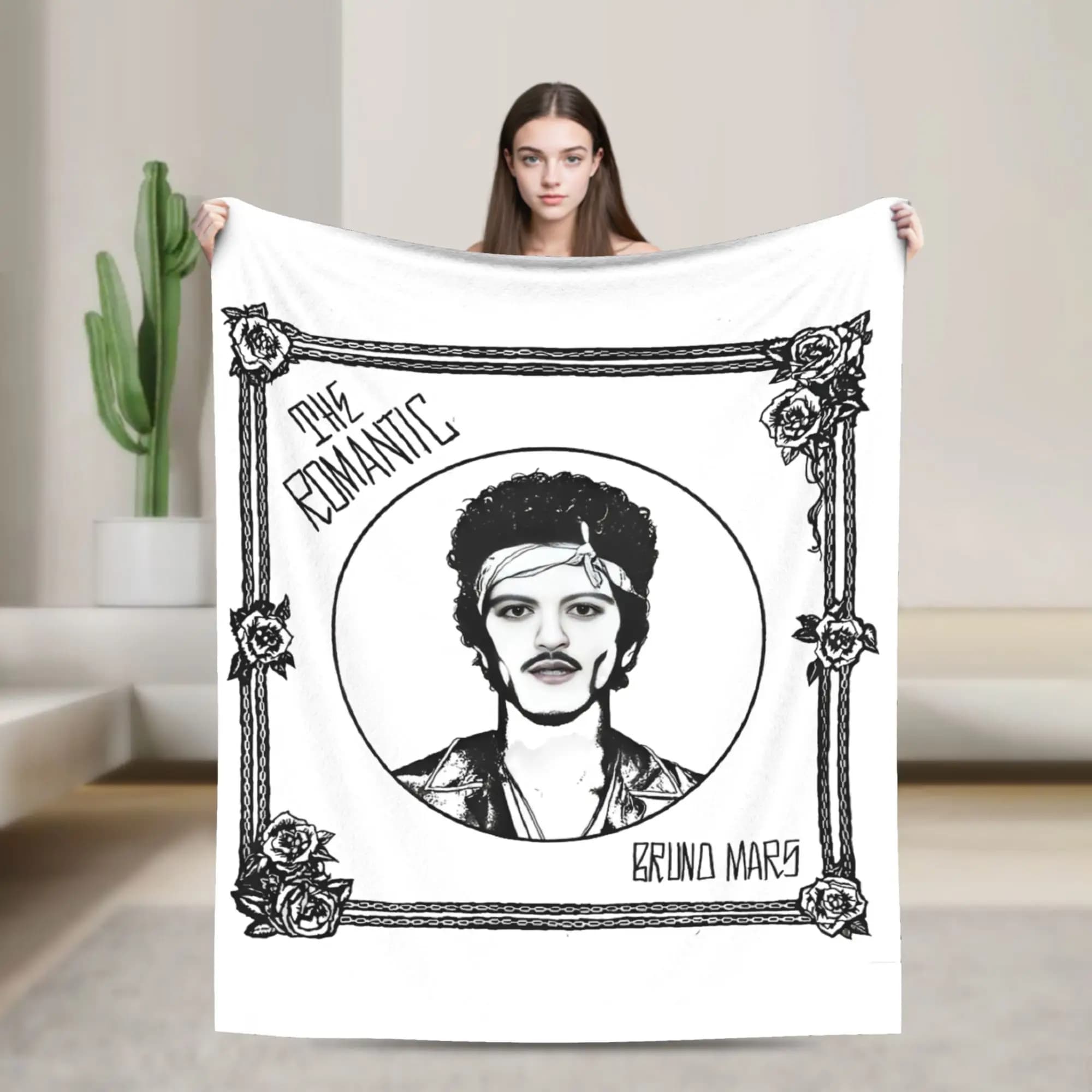 Coperta in pile sottile multifunzione Bruno Mars I Just Might Retro Romantic Portrait per letto e arredamento