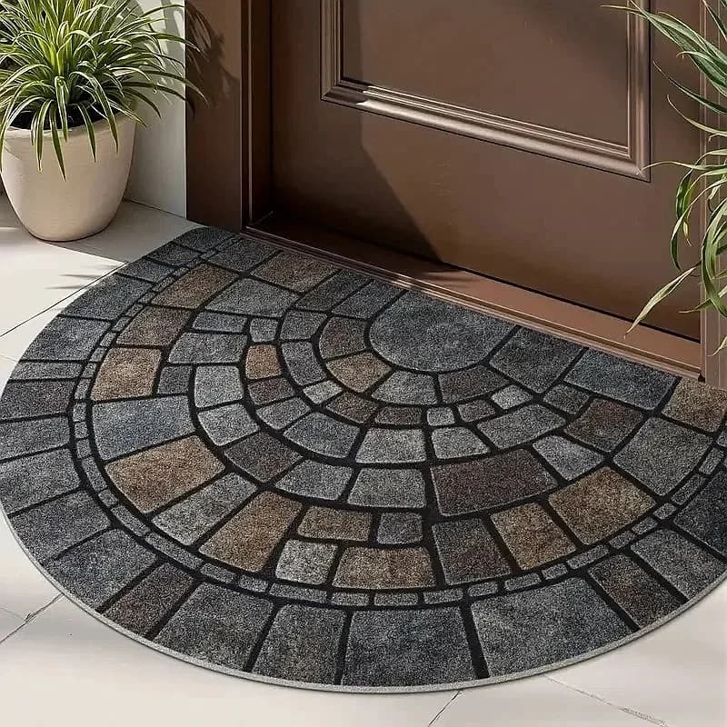 1pc Half-Circle Door Mat Semi-Round Non-Slip Entry Mat Indoor Outdoor Use Front Door Patio Home Decor