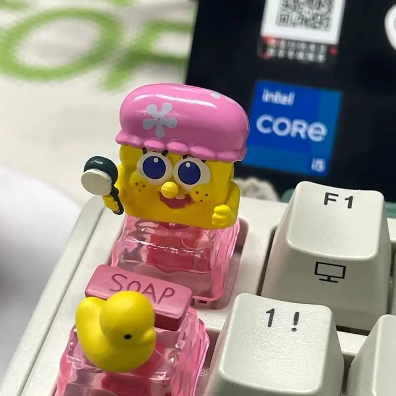 New Hot Spongebob Keycap Blind Box Cute Cartoon Movie Figures Mechanical Keyboard Decor Desktop Ornament Collectible Gift Fans