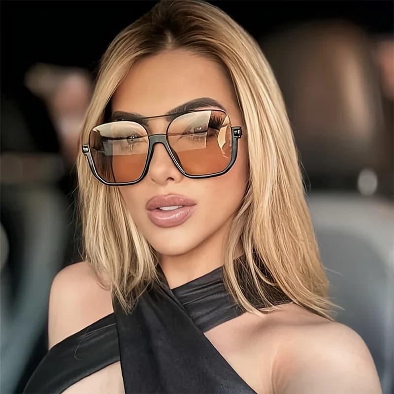 New Retro Pilot Metal Sunglasses Fashion Driving Women Square Shades Trendy Ins Popular Brand Design UV400 Sun Glasses