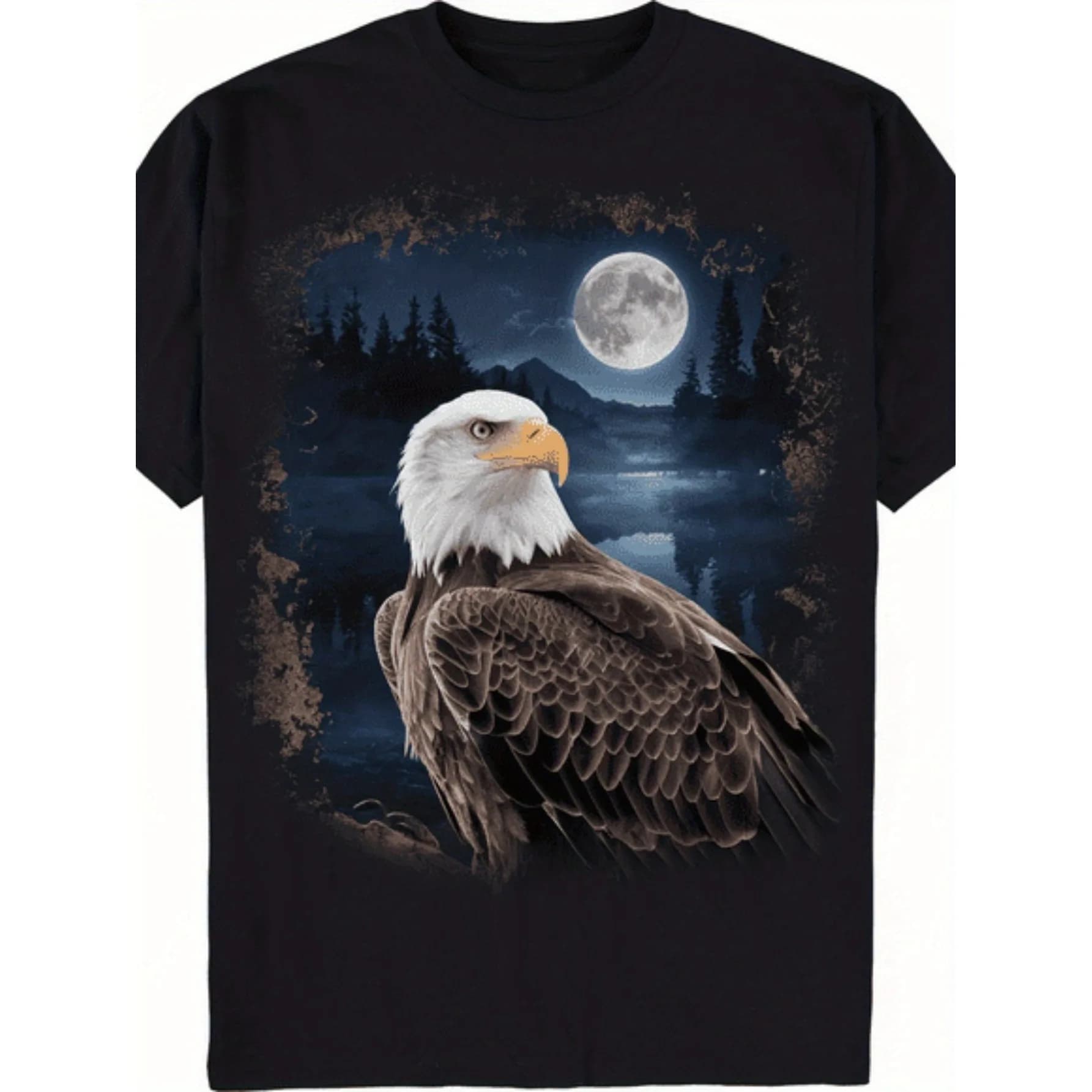 T-shirt in cotone a maniche corte con collo rotondo e grafica Majestic Bald Eagle da uomo