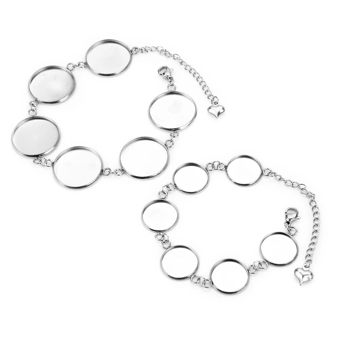 5 pz/lotto In Acciaio Inox Tempo Pietra Vassoio Bracciale Base 14/18/20mm Rotondo Vuoto Cabochon Perlina Impostazione Base Accessori Gioielli FAI DA TE