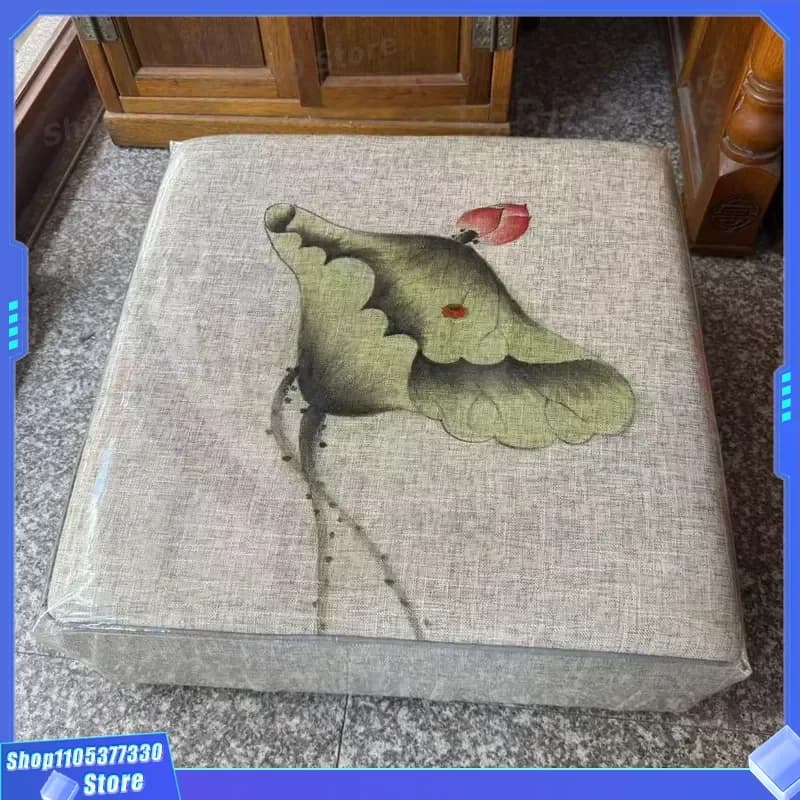 Hand Painted Lotus Zen Meditation Cushion New Chinese Style Prayer Mat for Home Temple Seat Pad Floor Pillow Yoga Sitting