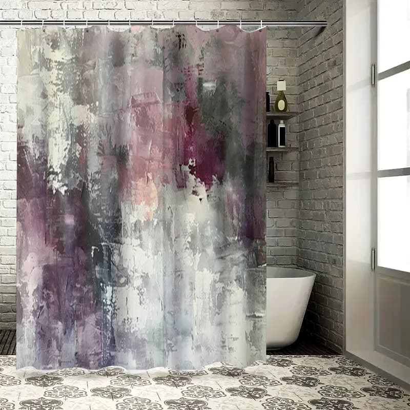 Tenda da doccia con stampa floreale astratta Rosa Grigio Bianco Nero Fodera decorativa per bagno Dimensioni personalizzabili per uso domestico (grande)