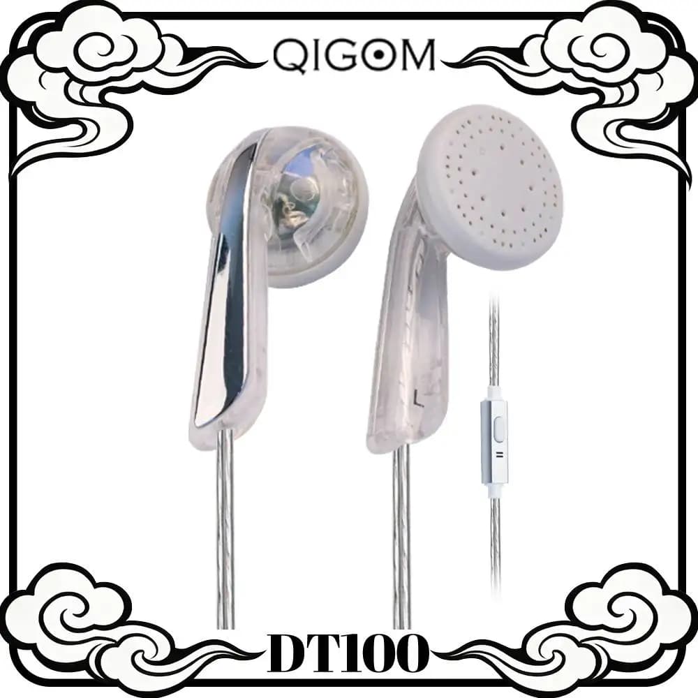 QIGOM DT100 Auricolari Cablati a Testa Piatta con Microfono, Versione Vocale 30ohms 116dB, Cuffie con Controllo a Tasto, Auricolari Tipo C