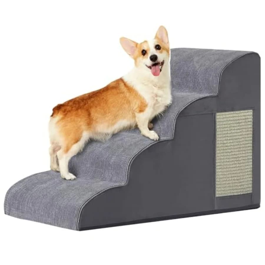 Scale per Cani di Piccola Taglia, Rampa per Cani con 19 Gradini, 50 cm di Altezza, per Letto e Divano, con Base Antiscivolo, C