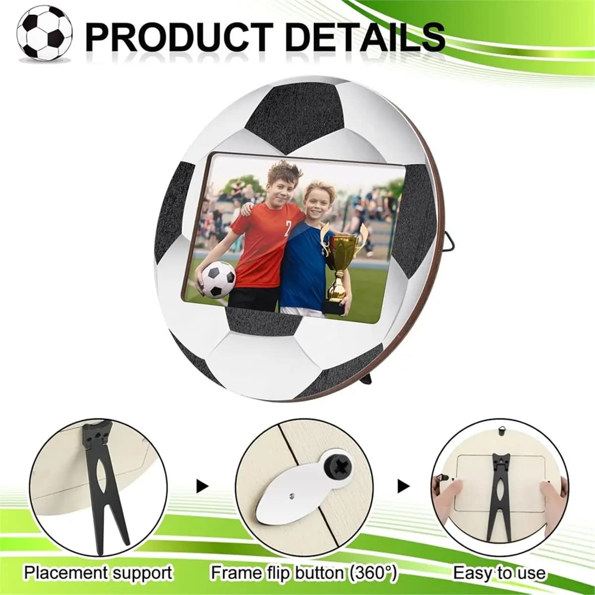 Cornice per foto sportiva in legno a tema sportivo, 3 pezzi, per baseball, calcio, da tavolo, per souvenir