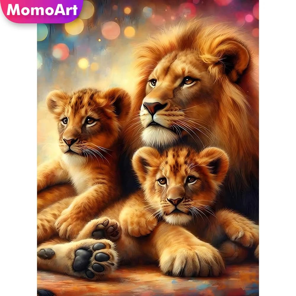 Momoart Leone Diamantato Mosaico Animale Nuovo Arrivo Pittura Diamantata Fai da Te Strass Ricamo a Punto Croce Artigianato