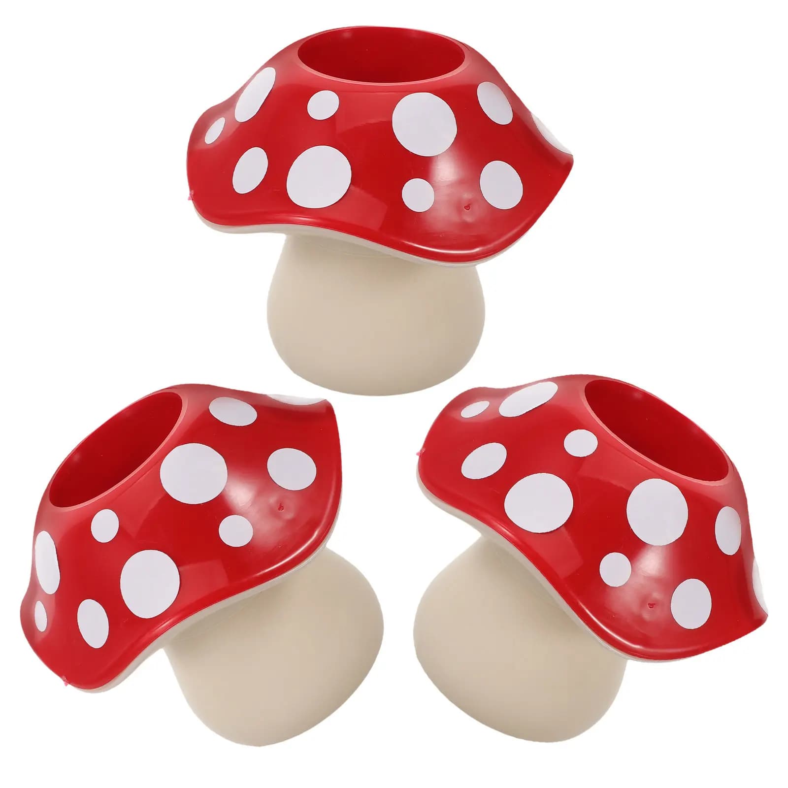 Set di 3 Portapenne a Forma di Fungo in Plastica, Contenitore Carino per Penne e Accessori da Scrivania per Casa, Scuola e Ufficio