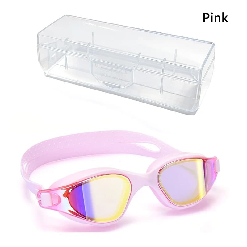 Adult Professional Swimming Goggles Waterproof Anti-Fog UV Block Silicone Comfort Fit with Portable Hard Shell Case Swim Eyewear